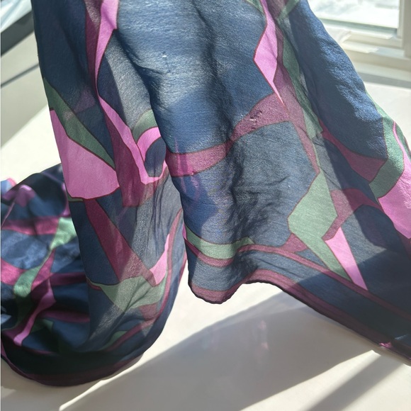 Monique Martin 100% Silk Scarf 1970s Mod Geometric Pop Art - Picture 6 of 9
